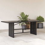 Mesa de Jardín HKH con Tapa de Cristal 190x80x74 Cm Mimbre PE - Negro