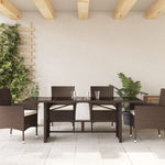 HKH Mesa de Jardim com Tampo de Vidro 190x80x74 Cm Vime Pe Castanho - Marrom