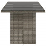 HKH Mesa de Jardín con Tapa de Vidrio 190x80x74 Cm Mimbre Pie Gris - Gris
