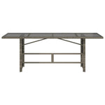 HKH Mesa de Jardín con Tapa de Vidrio 190x80x74 Cm Mimbre Pie Gris - Gris
