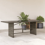 HKH Mesa de Jardín con Tapa de Vidrio 190x80x74 Cm Mimbre Pie Gris - Gris