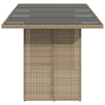 HKH Mesa de Jardim com Tampo de Vidro 190x80x74 Cm Vime Pe - Bege