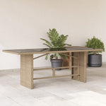 HKH Mesa de Jardim com Tampo de Vidro 190x80x74 Cm Vime Pe - Bege