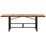 HKH Mesa de Jardim com Tampo em Acácia 190x80x74 Cm Vime Pe - Preto