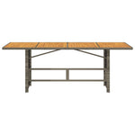 Mesa de jardín HKH con tapa de acacia 190x80x74 cm, mimbre PE, gris - Gris