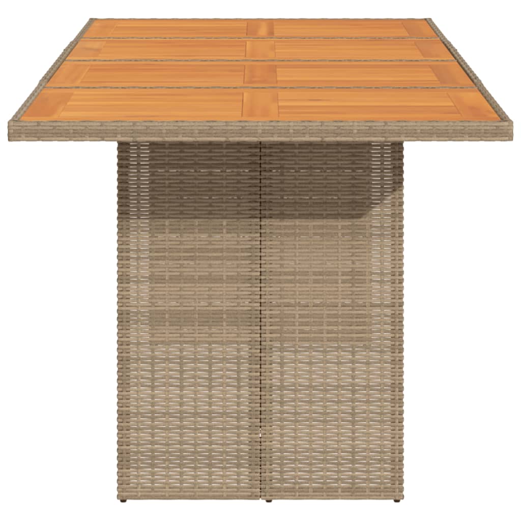 HKH Mesa de Jardim com Tampo em Acácia 190x80x74 Cm Vime Pe - Bege