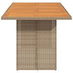 HKH Mesa de Jardim com Tampo em Acácia 190x80x74 Cm Vime Pe - Bege