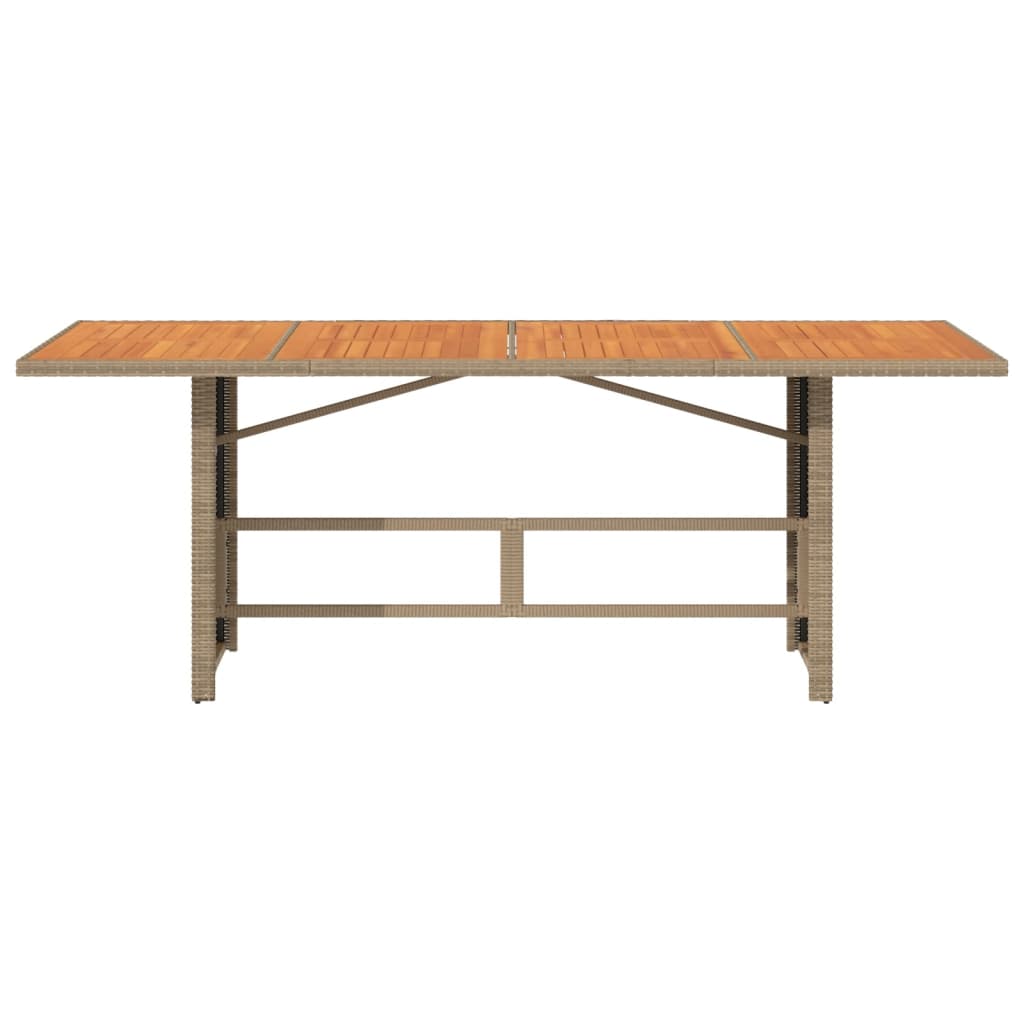 HKH Mesa de Jardim com Tampo em Acácia 190x80x74 Cm Vime Pe - Bege