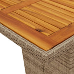 HKH Mesa de Jardim com Tampo em Acácia 190x80x74 Cm Vime Pe - Bege