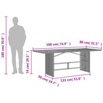 HKH Mesa de Jardim com Tampo em Acácia 190x80x74 Cm Vime Pe - Bege