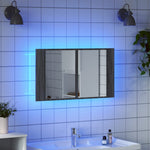 HKH Armário WC C/ Espelho e Luzes LED Acrílico Sonoma - Cinzento