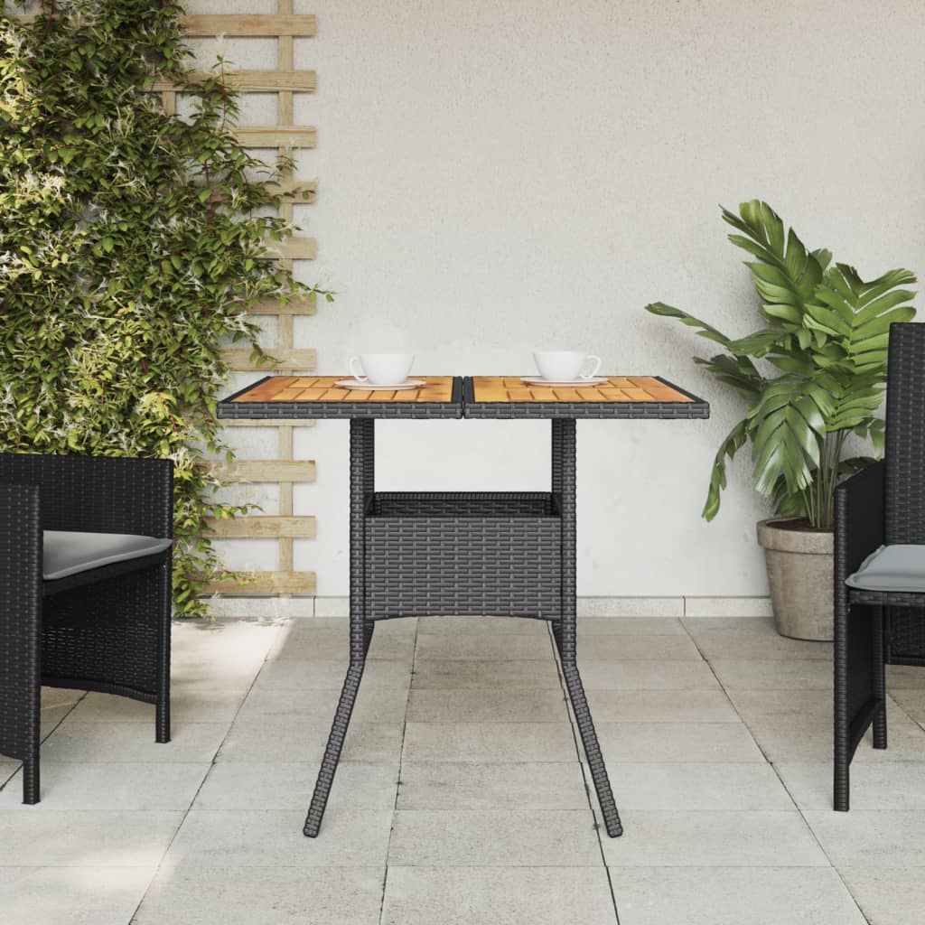 HKH Mesa de Jardim com Tampo em Acácia 80x80x75 Cm Vime Pe - Preto