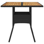 HKH Mesa de Jardim com Tampo em Acácia 80x80x75 Cm Vime Pe - Preto