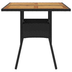 HKH Mesa de Jardim com Tampo em Acácia 80x80x75 Cm Vime Pe - Preto