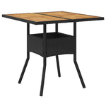 HKH Mesa de Jardim com Tampo em Acácia 80x80x75 Cm Vime Pe - Preto