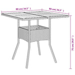 HKH Mesa de Jardim com Tampo em Acácia 80x80x75 Cm Vime Pe - Preto