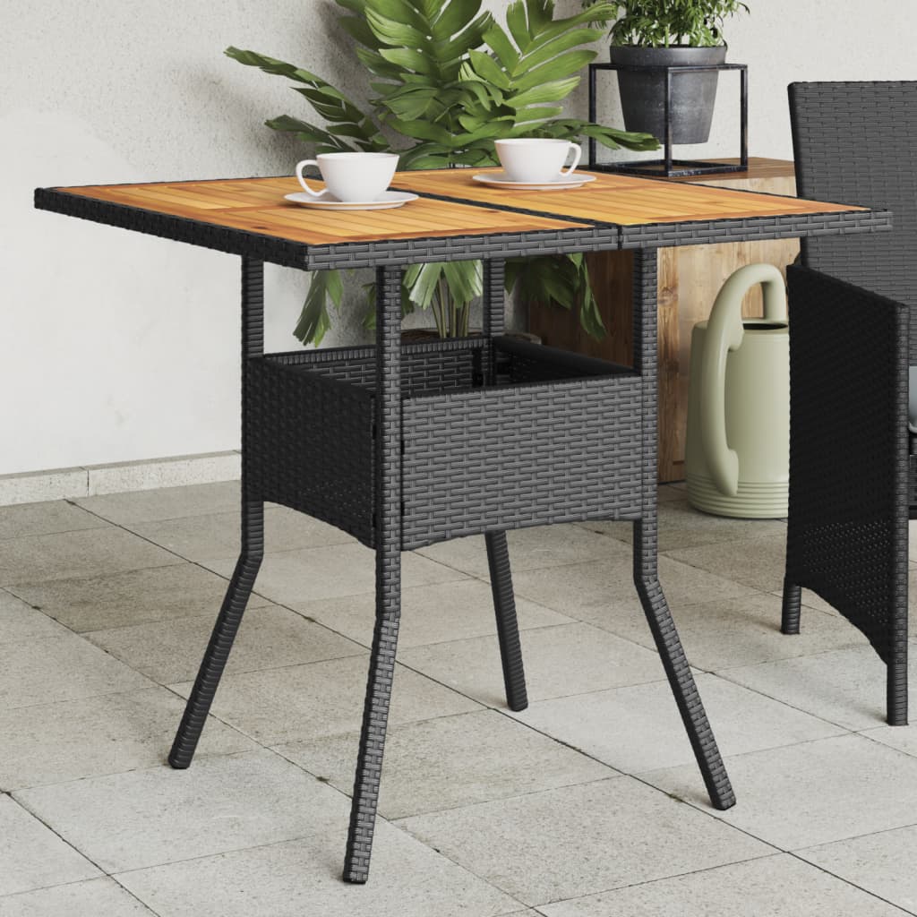 HKH Mesa de Jardim com Tampo em Acácia 80x80x75 Cm Vime Pe - Preto