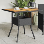 HKH Mesa de Jardim com Tampo em Acácia 80x80x75 Cm Vime Pe - Preto