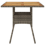 HKH Mesa de Jardim com Tampo em Acácia 80x80x75 Cm Vime Pe Cinza - Cinzento