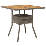 HKH Mesa de Jardim com Tampo em Acácia 80x80x75 Cm Vime Pe Cinza - Cinzento
