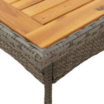 HKH Mesa de Jardim com Tampo em Acácia 80x80x75 Cm Vime Pe Cinza - Cinzento