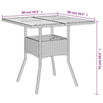 HKH Mesa de Jardim com Tampo em Acácia 80x80x75 Cm Vime Pe Cinza - Cinzento