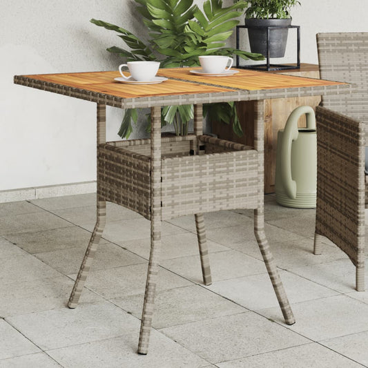 HKH Mesa de Jardim com Tampo em Acácia 80x80x75 Cm Vime Pe Cinza - Cinzento