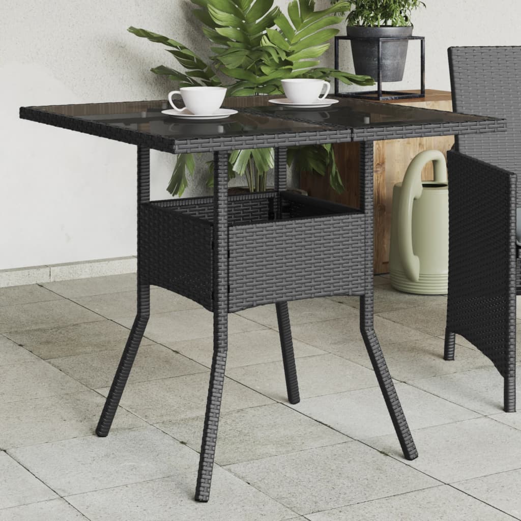 HKH Mesa de Jardim com Tampo de Vidro 80x80x75 Cm Vime Pe - Preto