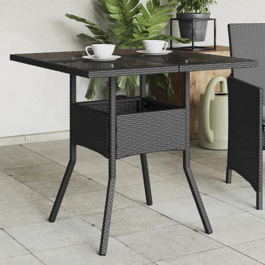 HKH Mesa de Jardim com Tampo de Vidro 80x80x75 Cm Vime Pe - Preto