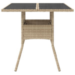 HKH Mesa de Jardim com Tampo de Vidro 80x80x75 Cm Vime Pe - Bege
