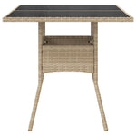 HKH Mesa de Jardim com Tampo de Vidro 80x80x75 Cm Vime Pe - Bege