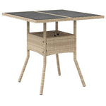 HKH Mesa de Jardim com Tampo de Vidro 80x80x75 Cm Vime Pe - Bege
