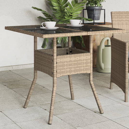 HKH Mesa de Jardim com Tampo de Vidro 80x80x75 Cm Vime Pe - Bege