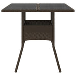 Mesa de Jardín HKH con Tapa de Cristal 80x80x75 cm Mimbre Pie Marrón - Marrón