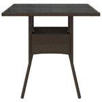 Mesa de Jardín HKH con Tapa de Cristal 80x80x75 cm Mimbre Pie Marrón - Marrón