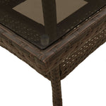 Mesa de Jardín HKH con Tapa de Cristal 80x80x75 cm Mimbre Pie Marrón - Marrón