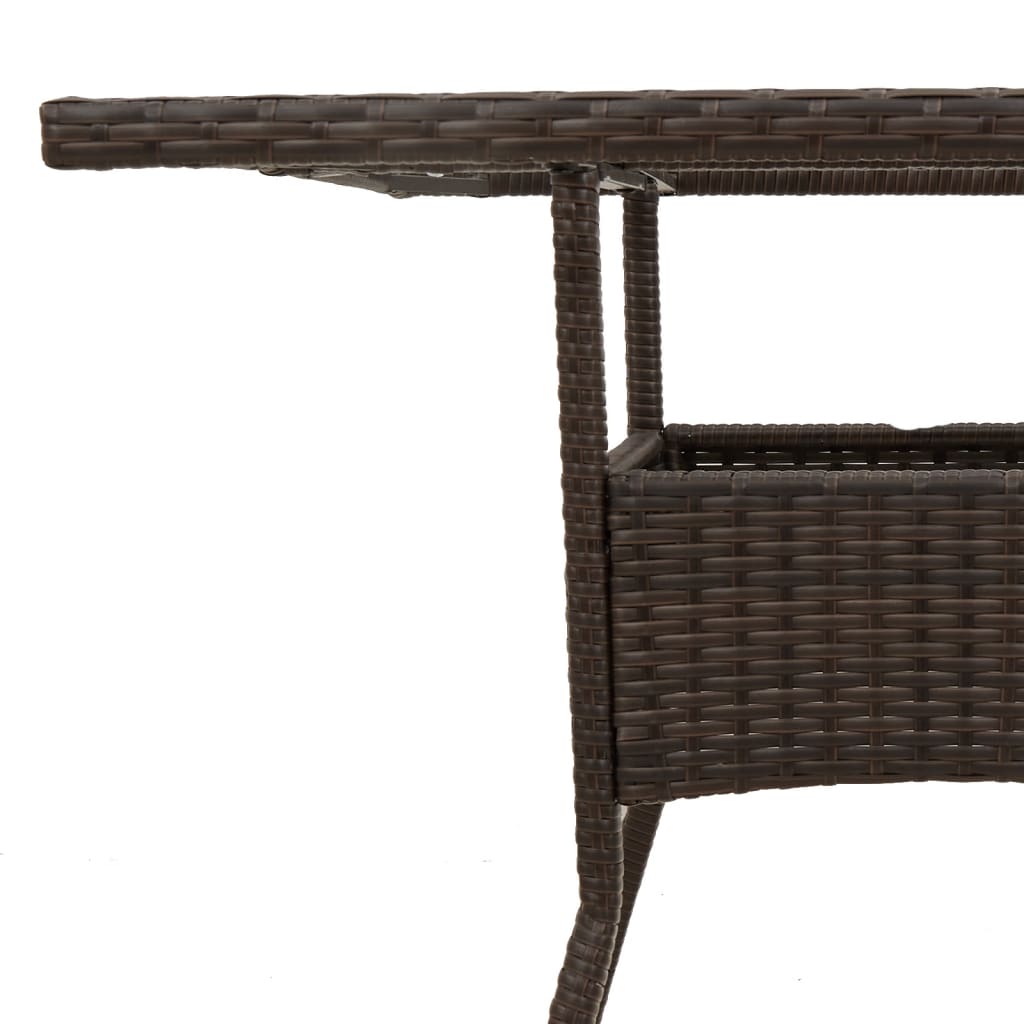 Mesa de Jardín HKH con Tapa de Cristal 80x80x75 cm Mimbre Pie Marrón - Marrón