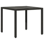 HKH Mesa de Jardim com Tampo de Vidro 90x90x75 Cm Vime Pe - Preto