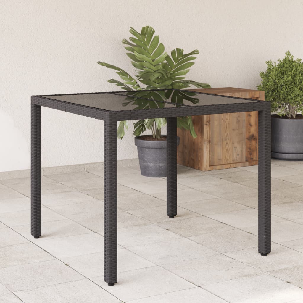 HKH Mesa de Jardim com Tampo de Vidro 90x90x75 Cm Vime Pe - Preto