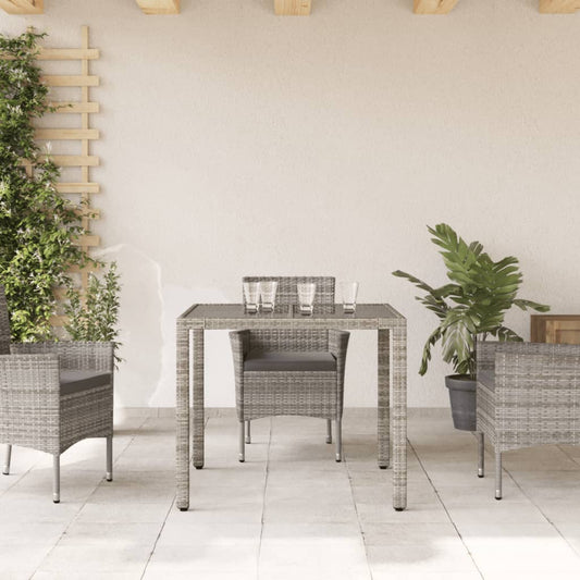 HKH Mesa de Jardim com Tampo de Vidro 90x90x75 Cm Vime Pe - Cinzento