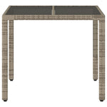 HKH Mesa de Jardín con Tapa de Cristal 90x90x75 Cm Ratán PE - Gris