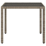 HKH Mesa de Jardín con Tapa de Cristal 90x90x75 Cm Ratán PE - Gris