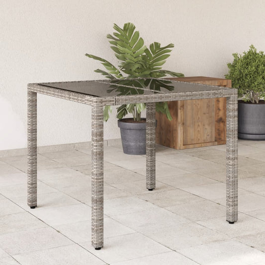HKH Mesa de Jardim com Tampo de Vidro 90x90x75 Cm Vime Pe - Cinzento