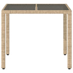 HKH Mesa de Jardim com Tampo de Vidro 90x90x75 Cm Vime Pe - Bege