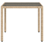 HKH Mesa de Jardim com Tampo de Vidro 90x90x75 Cm Vime Pe - Bege