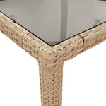HKH Mesa de Jardim com Tampo de Vidro 90x90x75 Cm Vime Pe - Bege