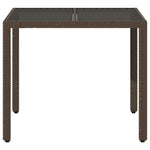 HKH Mesa de Jardim com Tampo de Vidro 90x90x75 Cm Vime Pe Castanho - Marrom