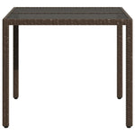 HKH Mesa de Jardim com Tampo de Vidro 90x90x75 Cm Vime Pe Castanho - Marrom