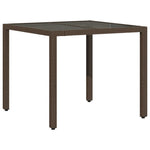 HKH Mesa de Jardim com Tampo de Vidro 90x90x75 Cm Vime Pe Castanho - Marrom
