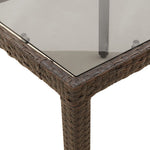 HKH Mesa de Jardim com Tampo de Vidro 90x90x75 Cm Vime Pe Castanho - Marrom
